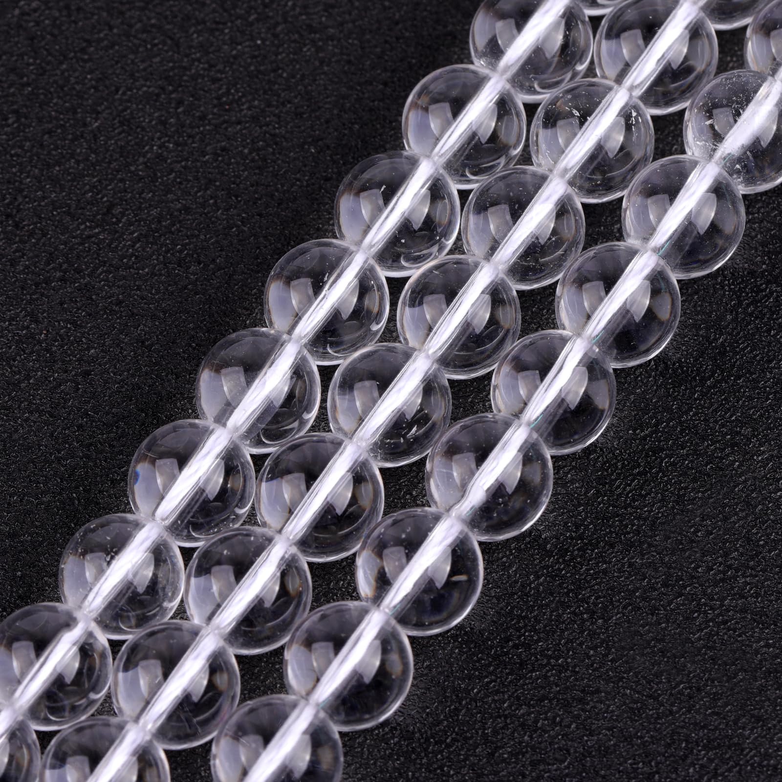 GEM-Inside AA Grade 10mm White Clear Rock Quartz Crystal Round Gemstone Semi Precious Loose Beads for Jewellery Making 15''