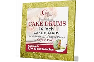 Cakebon Cake Boards Square - Sturdy 1/2 Inch Thick Drums - 14 Inch Professionally Wrapped Edges Gold 1-Pack