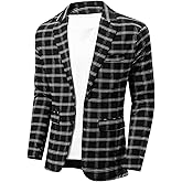 NOVOCCT Men's Plaid Slim Fit Blazer Jacket, Lightweight 2-Button Casual Sport Coat, Formal & Everyday Blazer for Men