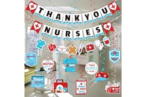 RENBUZHU Nurses Week 2025 Decorations Hanging Swirls + Banner -Thank You/Happy Nurse Appreciation Gifts Bulk RN Graduation Party Decor Supplies