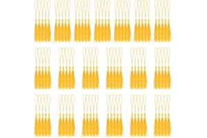 Swpeet 100Pcs Golden 13cm/5 Inch Silky Handmade Soft Floss Small Craft Tassels Kit, Bookmark Tassels with Cord Loop Mini Tass