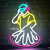 Fuzuneli DJ Player Neon Sign for Wall Decor Dimmable DJ Neon Light for Man Cave Record Player Birthday gifts for Lovers LED Rock Music Sign for Music Room Studio Bedroom Bar 14.5 * 10.9In (WZCP223)