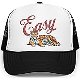 Retro Easy Tiger Trucker Hat for Men & Women Funny Quote Foam Front Classic 5 Panel Mesh Snapback