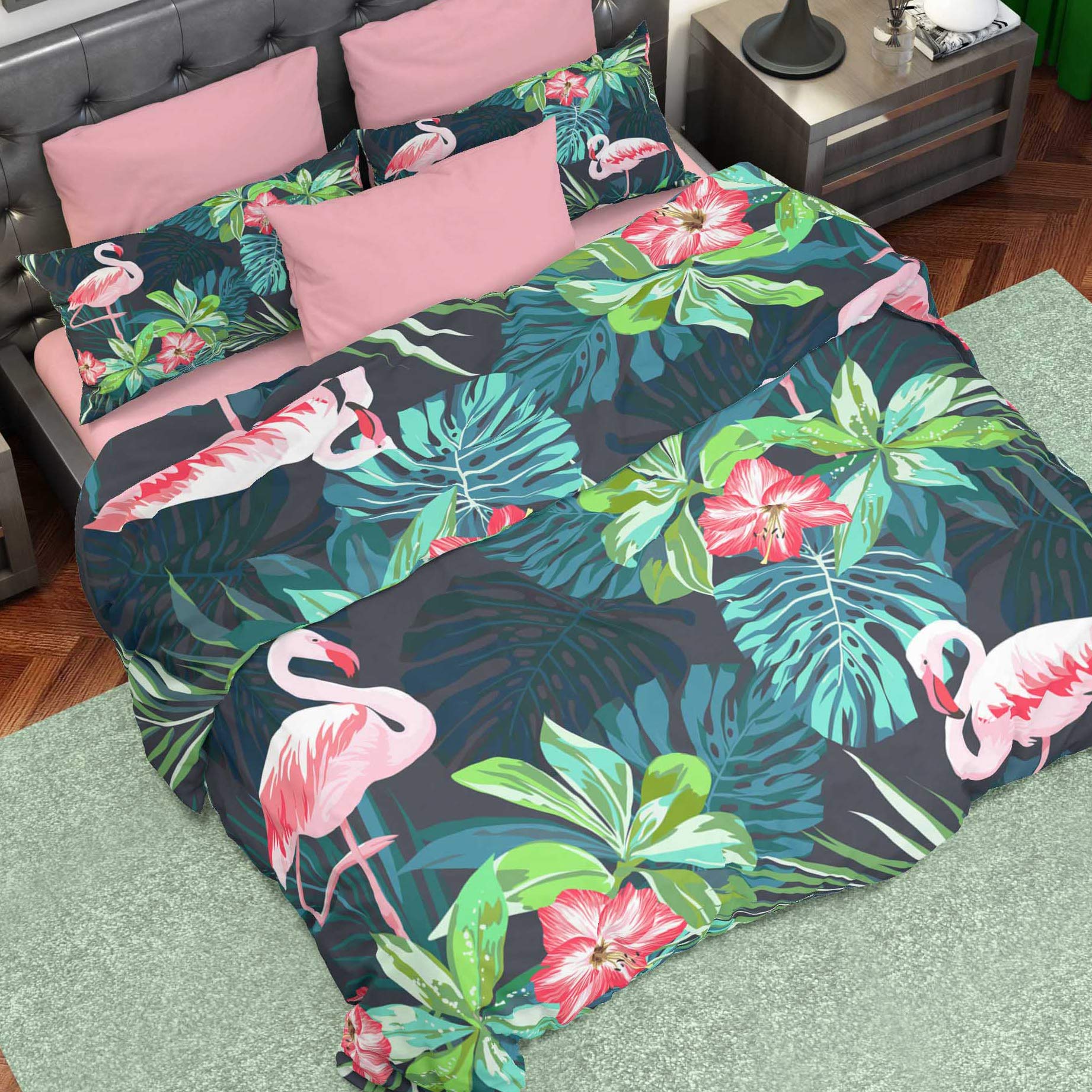 PETTI Artigiani Italiani Duvet Cover, Bedding Set, Satin, 100% Made in Italy, Pink, Super King (250x200 cm) — image 1