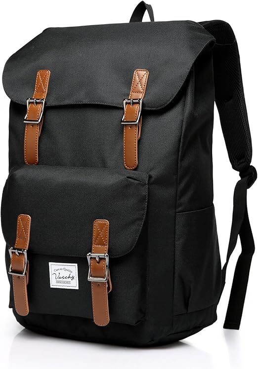 Vaschy Vintage Backpack for Men and Women Casual Lightweight Camping Rucksack Bookbag with 15