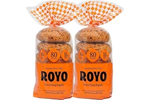 ROYO BREAD CO. NON-Assorted 2-Pack Low Carb Artisan Bread and Bagels, 30-80 Calories (Everything Bagels)