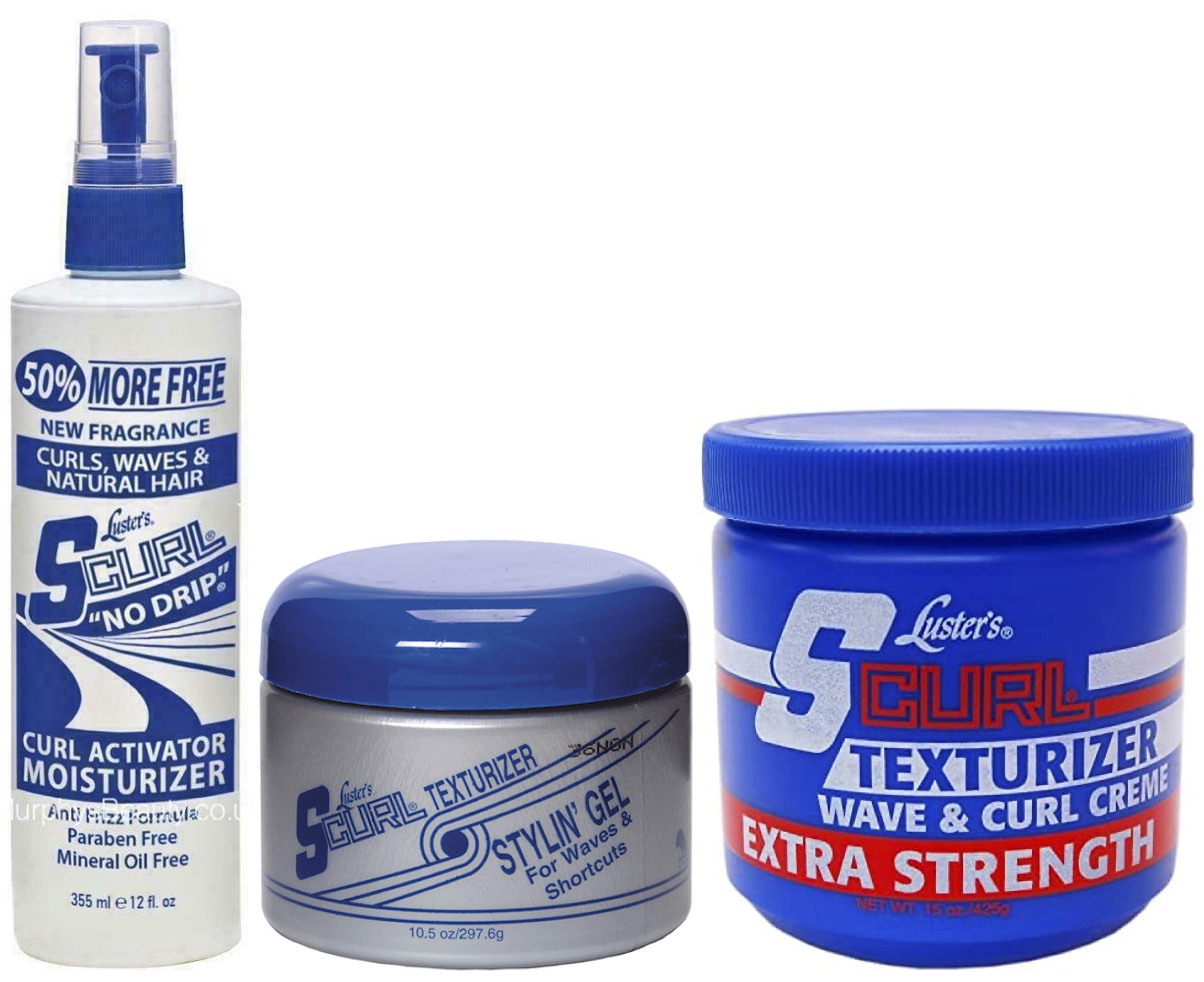 Luster's S Curl Activator 355ml, Luster's S Curl Texturizer Styling Gel 298g & Extra Strength Creme 425g (Set of 3)