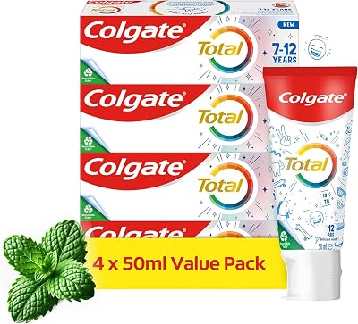 Colgate Total Toothpaste for Kids 7-12 4 Pack 50ml Mild Mint Fluoride