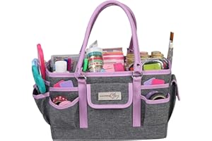 Everything Mary Craft Bag Organizer Tote, Purple - Storage Art Caddy for Sewing & Scrapbooking - Crafts Supply Carrier w/Handle for Supplies & Tools Organization for School, Medical, Office
