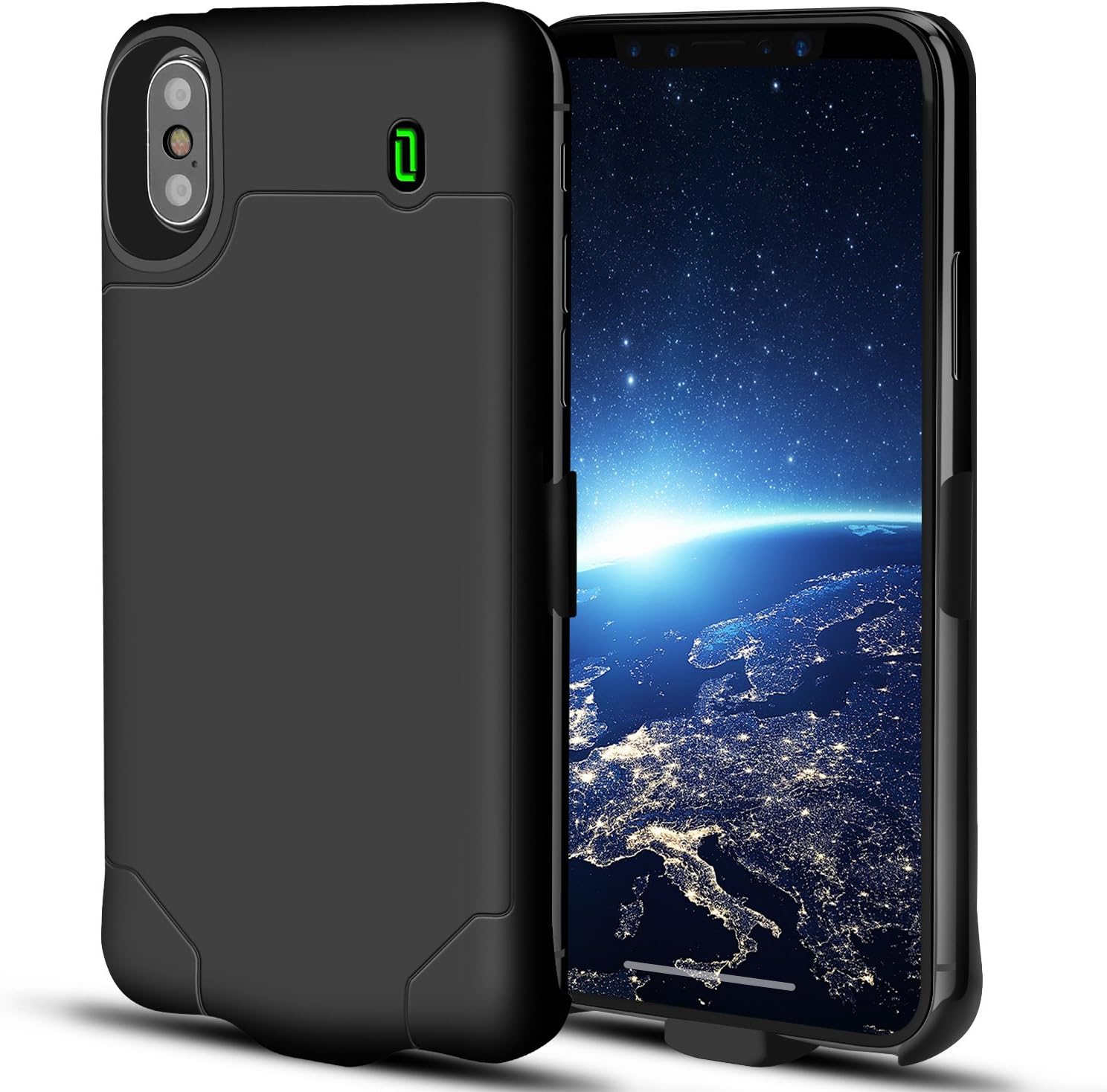 iPhone X Battery Case Support Lightning Wired Headphones, OSSKY 4000mAh Slim Rechargeable Charging Case Portable External Charger Power Case for iPhone X /10 Extended Battery Pack - Black (5.8 inch)