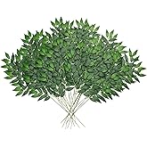 Betylifoy 12Pcs Artificial Italian Ruscus Greenery Stems, 25" Faux Silk Green Leaves Vines Garland Branches Hanging Greenery Spray for Wedding Arch Bouquet Filler Table Centerpieces Home Decor