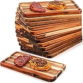 Roshtia 12 Pcs Acacia Wood Serving Tray Rectangular Wooden Serving Platter Christmas Dinner Plates Wood Cheese Charcuterie Board for Food Vegetable, Charcuterie, Appetizer (8'' X 12'' X 0.6'')