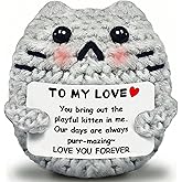 Leyaskizz Gifts for Girlfriend Boyfriend Wife Husband, to My Love Crochet Positive Cat for Her Him, Romantic Emotional Support Present ldeal for Couples Anniversary Wedding Graduation Birthday