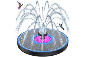 SZMP Solar Fountain 3.5W Bird Bath Fountains with Rosy Flower Upgraded 100% Glass Panel, Solar Powered Water Fountain with 7 Nozzles, Solar Fountain Pump for Pool, Pond, Garden, Outdoor (Blue)