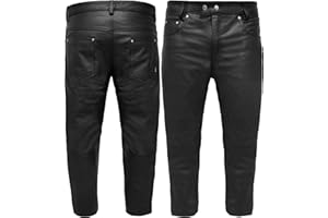 Touch&Torn Leather Pants Motorcycle Pants for Mens 30" to 44" Waist Jeans Style Pant with 5 Pockets Motorbike Pant for Biker