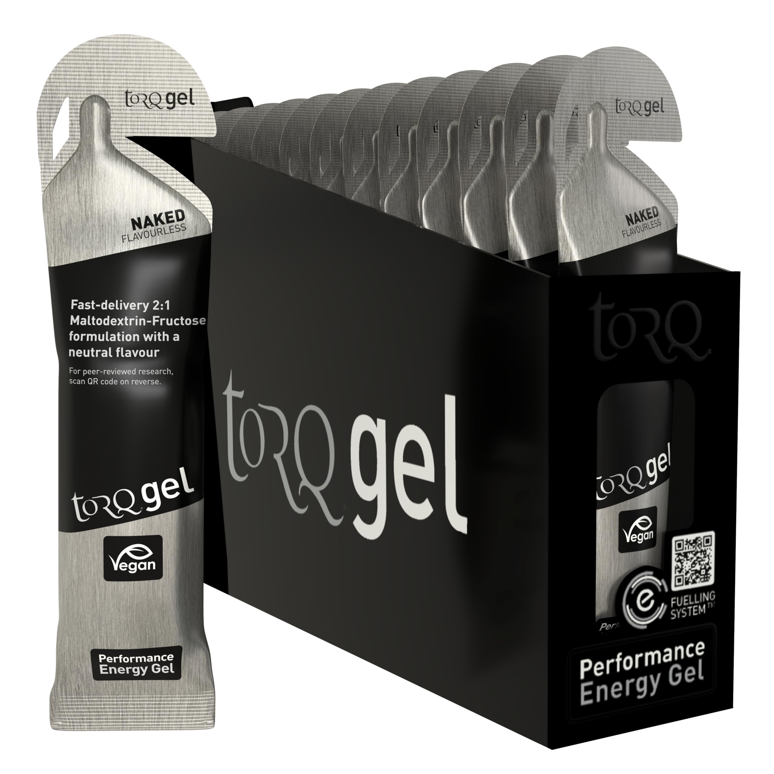 TORQ Running Gels with Electrolytes - 2:1 Maltodextrin: Fructose for Endurance Sports & Optimal Performance | Energy Gels for Running, Cycling & Marathons - 30g Carbs Per Gel | Naked 15