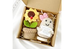 Crymow Positive Potato & Sunflower Gift, Positive Gifts for Women, Gifts for her, Emotional Support Crochet Potato Sunflower Potted, Funny Birthday Gifts for Best Friend