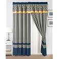 Chezmoi Collection Arden 4-Piece Window Curtain Set - Purple/Gray/Black Zigzag Embroidery, 120" X 84"