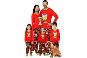 PRESTIGEZ Dr. Seuss Grinch Christmas Pajamas With Matching Socks - Matching Family Adult Kids Pajama Sets