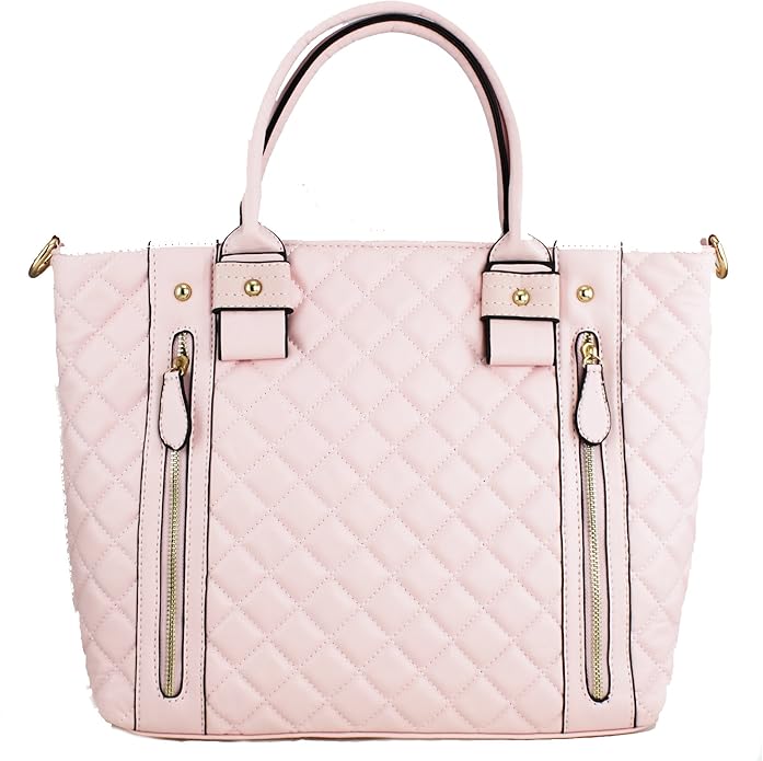 Ladies Large Quilted Shopper Tote Handbag (Pink) Amazon.co.uk Shoes
