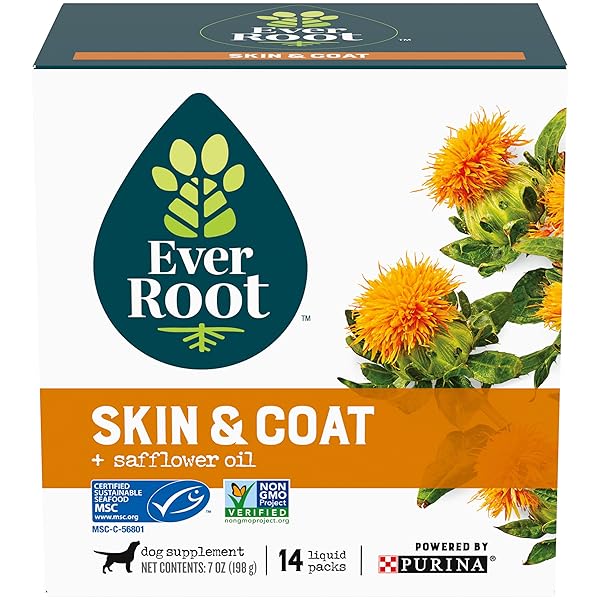 EVERROOT DOG SKIN CARE DOG SUPPLEMENT BY PURINA, SKIN & COAT LIQUID PACK WITH SAFFLOWER OIL – 14 CT. BOX