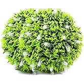 Sunnyglade 2 PCS 15 inch Artificial Plant Topiary Ball Faux Boxwood Decorative Balls for Backyard, Balcony,Garden, Wedding and Home Décor (White)