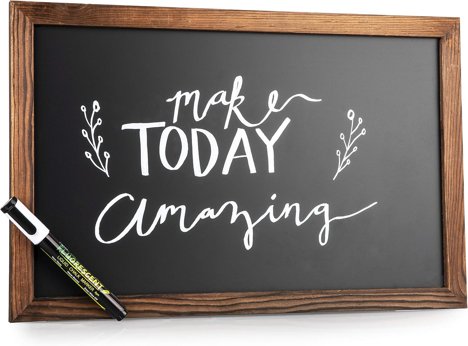 Wood Framed Magnetic Chalkboard Sign: 11x17 Inch Rustic Wall Hanging Blackboard Signs - Decorative Bulletin Board Chalkboards Perfect for a Kitchen Menu or Wedding Includes Chalk Marker and 2 Magnets : Office Products