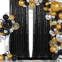 B-COOL Black Sequin Backdrop Curtains Black