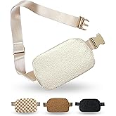 Boutique Fleece Belt Bag | Sherpa Crossbody Fanny Pack for Women | Everywhere Waist Pack | Small Fashion Travel Chest Bag (Extended Strap Length, Cream Fleece)