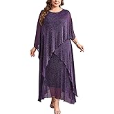 TIARALY 1X-5X Plus Size Formal Dress Long Cape Overlay Dresses Wedding Guest Evening Mother of Bride Groom Outfit
