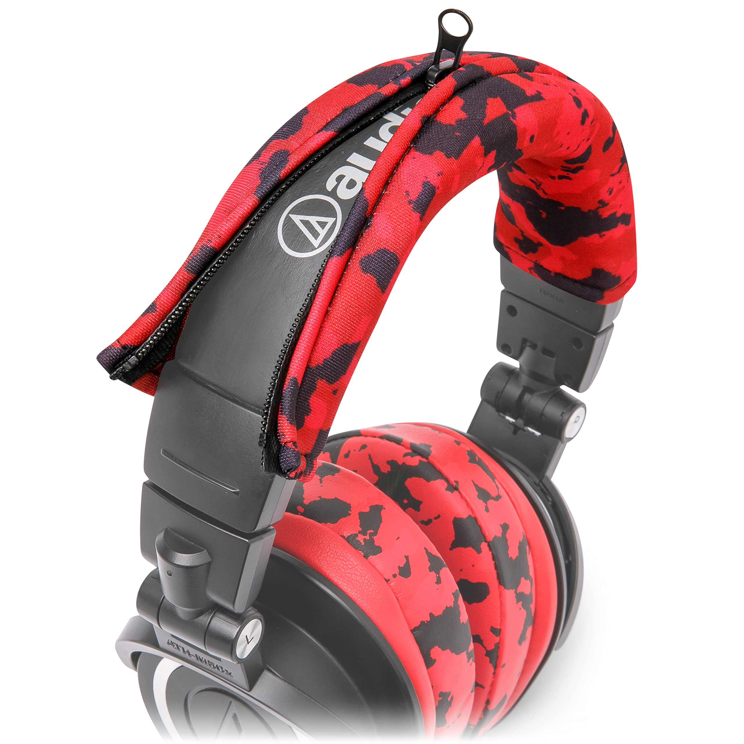 WC BandZ V2 Protective Headband Cover for Audio Technica ATH M Series Headphones - Machine Washable, No More Flaking Leather - Compatible with M50X / M50XBT / M50 / M40X & More | (Red Camo) — image 1