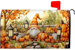 DACAWIN Mailbox Magnetic Covers Fall Gnome Mailbox Wraps Thanksgiving Pumpkin Post Box Cover Autumn Maple Leaf Letter Box Cover for Garden Yard Standard Size 21x18 Inch