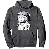 Bruh Meme Hip Hop Teddy Bear Funny Boys Teens Mens Teenager Pullover Hoodie