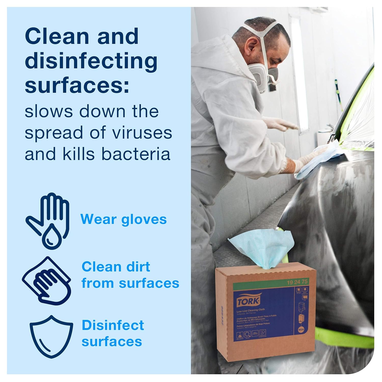Tork 510176 Cleaning Cloth, Pop-Up Box, 1-Ply, 8.46" Width x 16.125" Length, White (Case of 10 Boxes, 100 per Box, 1, 000 Cloths per Case): Industrial & Scientific