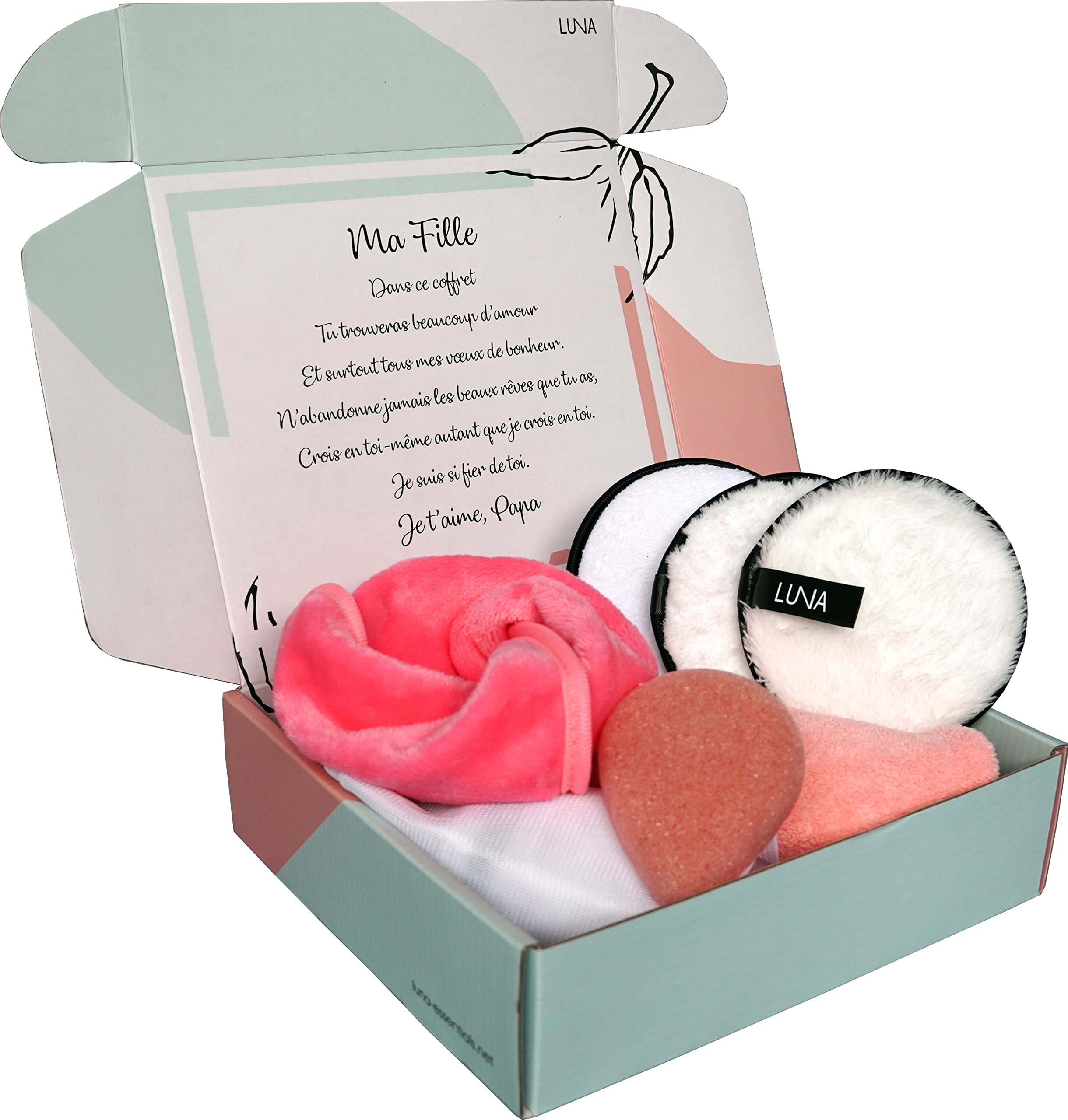 Women's Spa Beauty Gift Set to Give Your Daughter with Personalised Message, 7 Piece Original and Useful Products, Idea Box for Well-Being for Birthdays, Christmas, Mother's Day