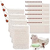 COMNICO 100 Pcs Soap Saver Bag, Natural Sisal Soap Exfoliating Bag Hand Made Pouch with Drawstring Mesh Net Drying Soaps Holder for Bath and Shower