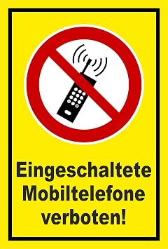 Verbotsaufkleber "Eingeschaltete Mobiltelefone Verboten" – Ø 2,5 Cm, 12 Stück, Nach DIN EN ISO 7010, Wasserfest
