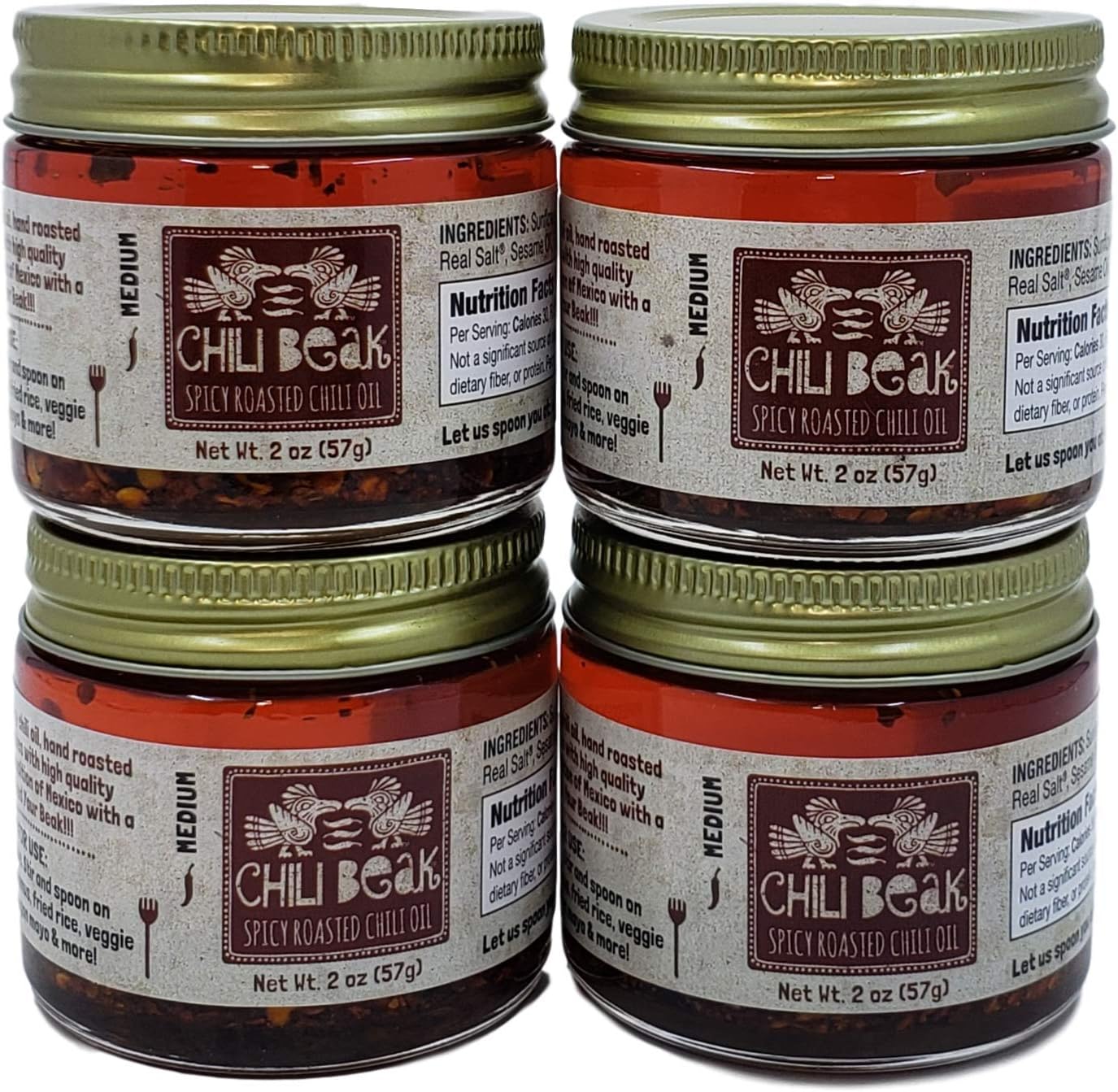 Chili Beak - Artisanal Spicy Roasted Siomai Chili Oil Sauce - Original, 2 oz - 4 pack