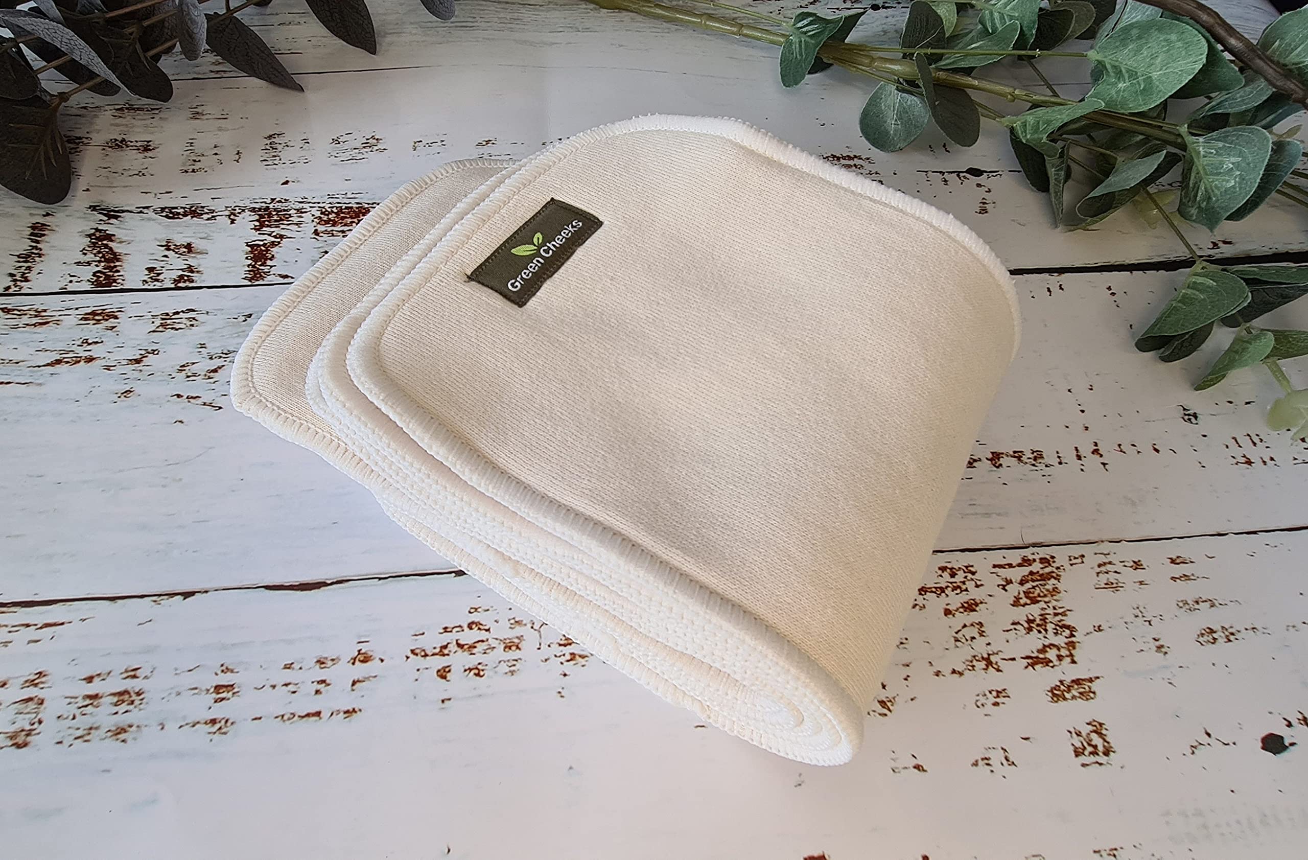 Green Cheeks Set of 5 Hemp Cotton 3 Layers Cloth Nappy Inserts Booster for Reusable Nappies Pack of 5
