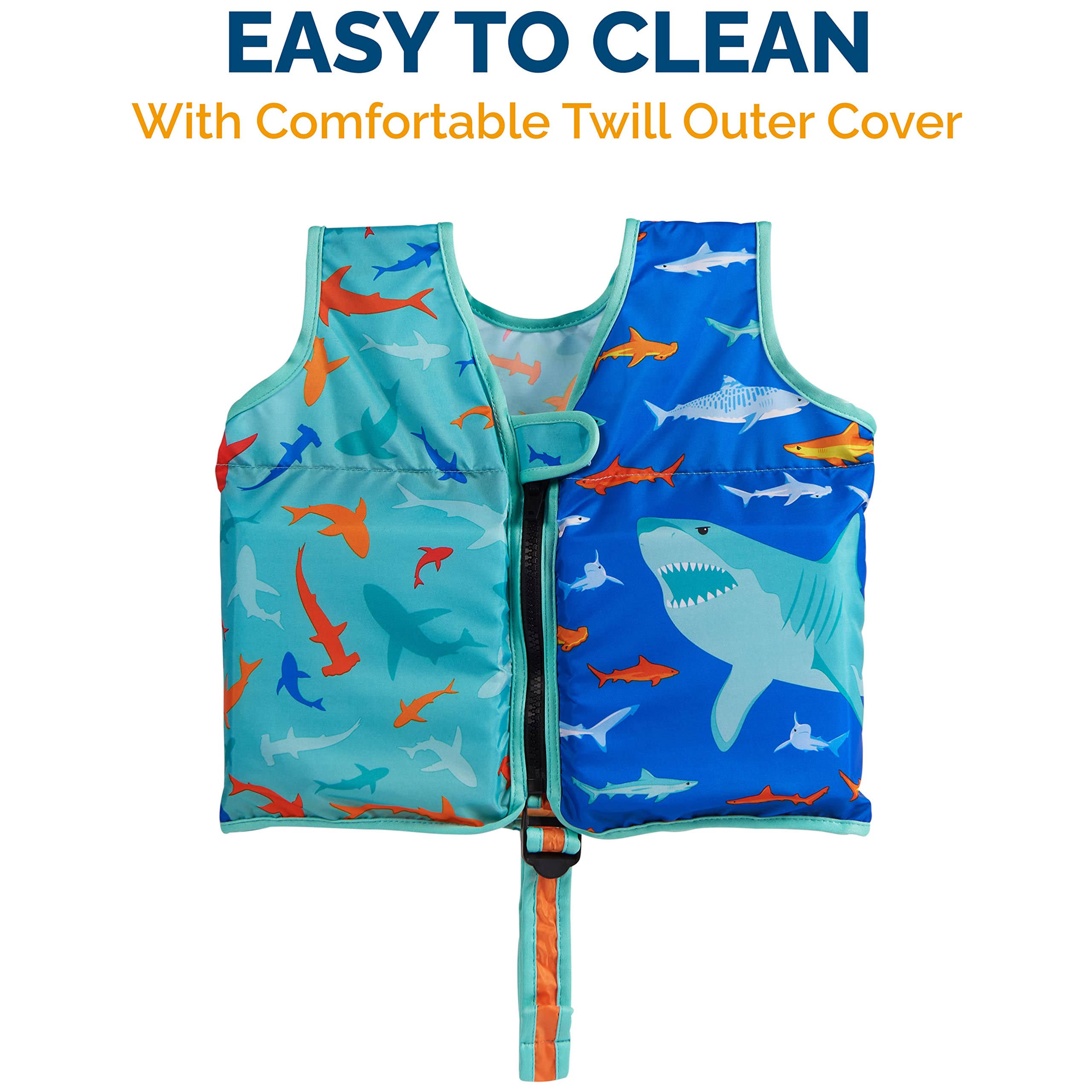 SwimWays Swim Vest, Learn to Swim Personal Flotation Device for Swim Training, Pool Floats & Swimming Pool Accessories for Kids 2-4 Years, Shark