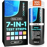 AquaDoc 7-in-1 Pool, Spa &amp; Hot Tub Test Strips - 100 pH Strips | Tests pH, Chlorine, Bromine, Alkalinity, Hardness And Cyanuric Acid in Pools &amp; Hot Tubs