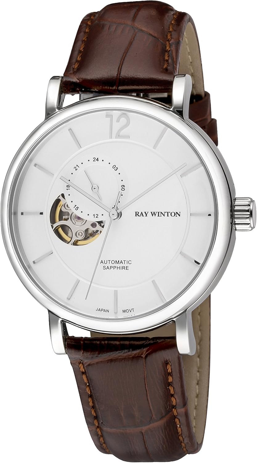Ray Winton Men's WI0604 Automatic Analog White Dial Brown