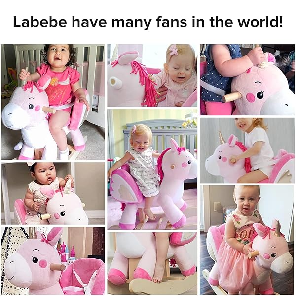 LABEBE – BABY ROCKING HORSE, RIDE UNICORN, KID RIDE ON TOY FOR 6 MONTH-3 YEAR OLD, INFANT (BOY GIRL) PLUSH ANIMAL ROCKER, TODDLER/CHILD STUFFED RIDE TOY (PINK)