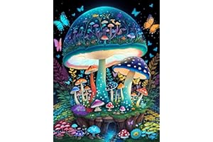 Meothan Mushroom Diamond Art Kits for Adults - 5D Round Full Drill Mushroom Diamond Painting Kits for Adults Beginners,DIY Butterfly Diamonds Gem Art for Adults Home Wall Decor 11.8x15.7inch