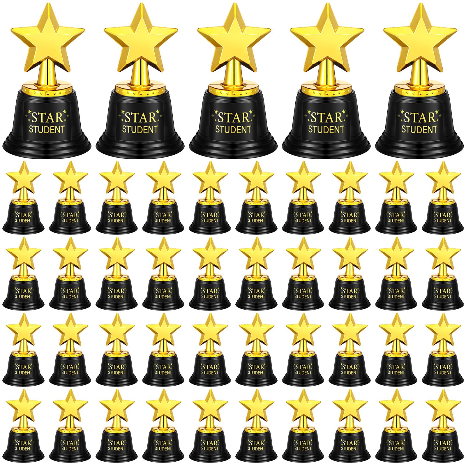 Photo 1 of Ecation 45 Pcs 5 Inch Star Student Trophies Award Gold Plastic Star Trophy Award Bulk Teacher Recognition Award Education Reward for School Classroom Kids Student of The Month Supplies