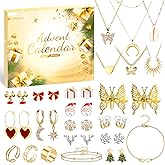 Jewelry Advent Calendar 2024, 24 Days Countdown Calendar for Adult Women Christmas, Fashion Bracelet Necklace Rings Earring, Xmas Surprise Gift for Wife Daughter Mom Adult Girls