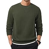 Dokotoo Men Men's Crewneck Sweatshirts Soild Color Fall Warm Fleece Sweaters Long Sleeve Casual Pullover Shirt