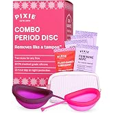 Pixie Medium &amp; Large Menstrual Discs for Feminine Care &ndash; Soft Reusable Period Discs Made with 100% Medical-Grade Silicone &ndash; 12-Hour Wear &ndash; Holds up to 5 &amp; 7 Tampons