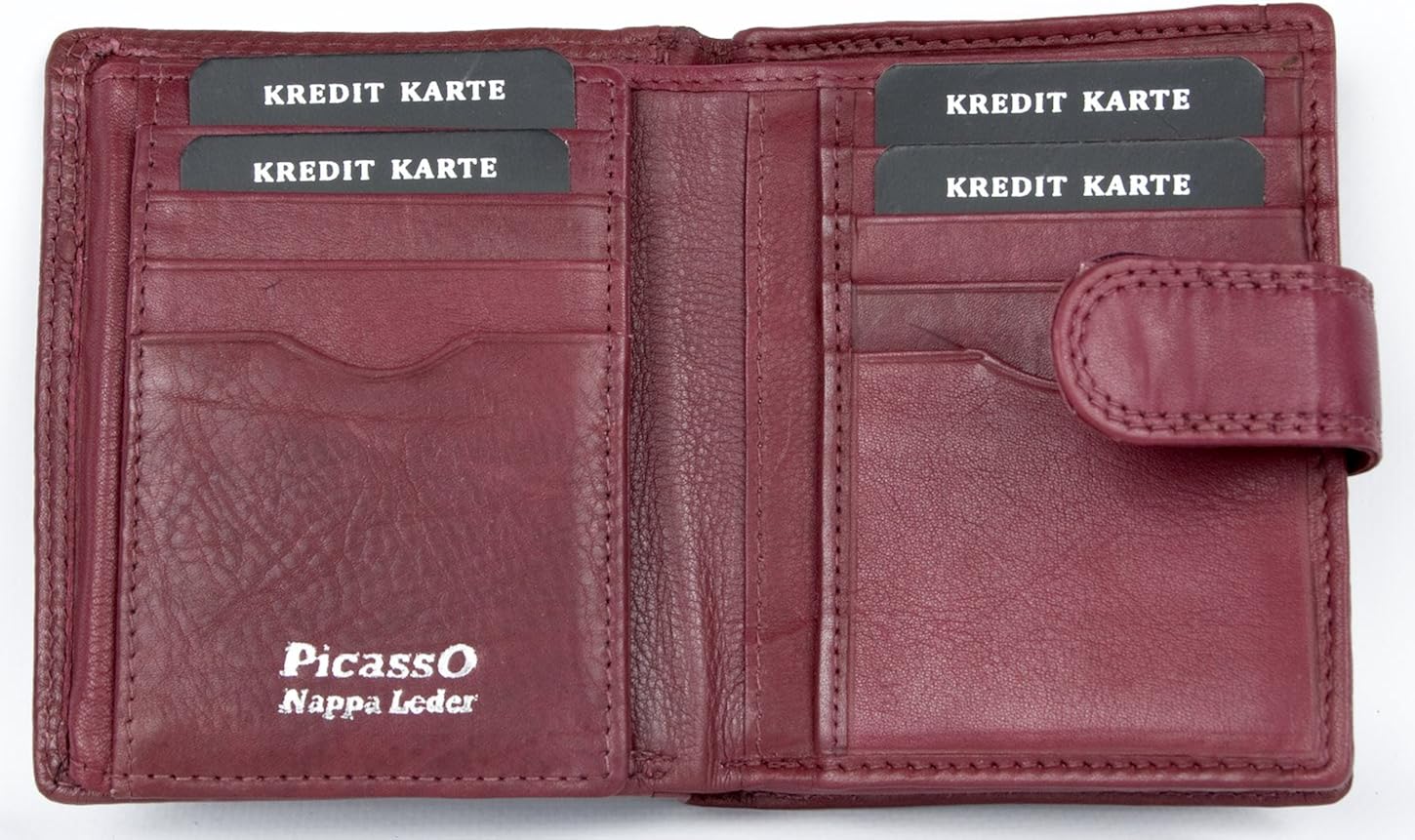 Compact size soft genuine leather wallet Picasso which fits to every handbag, Red - Image 3