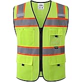 JKSafety Safety Vest for Men Women Hi Vis Relfective Vest with Pockets High Visibility Meet ANSI Standard